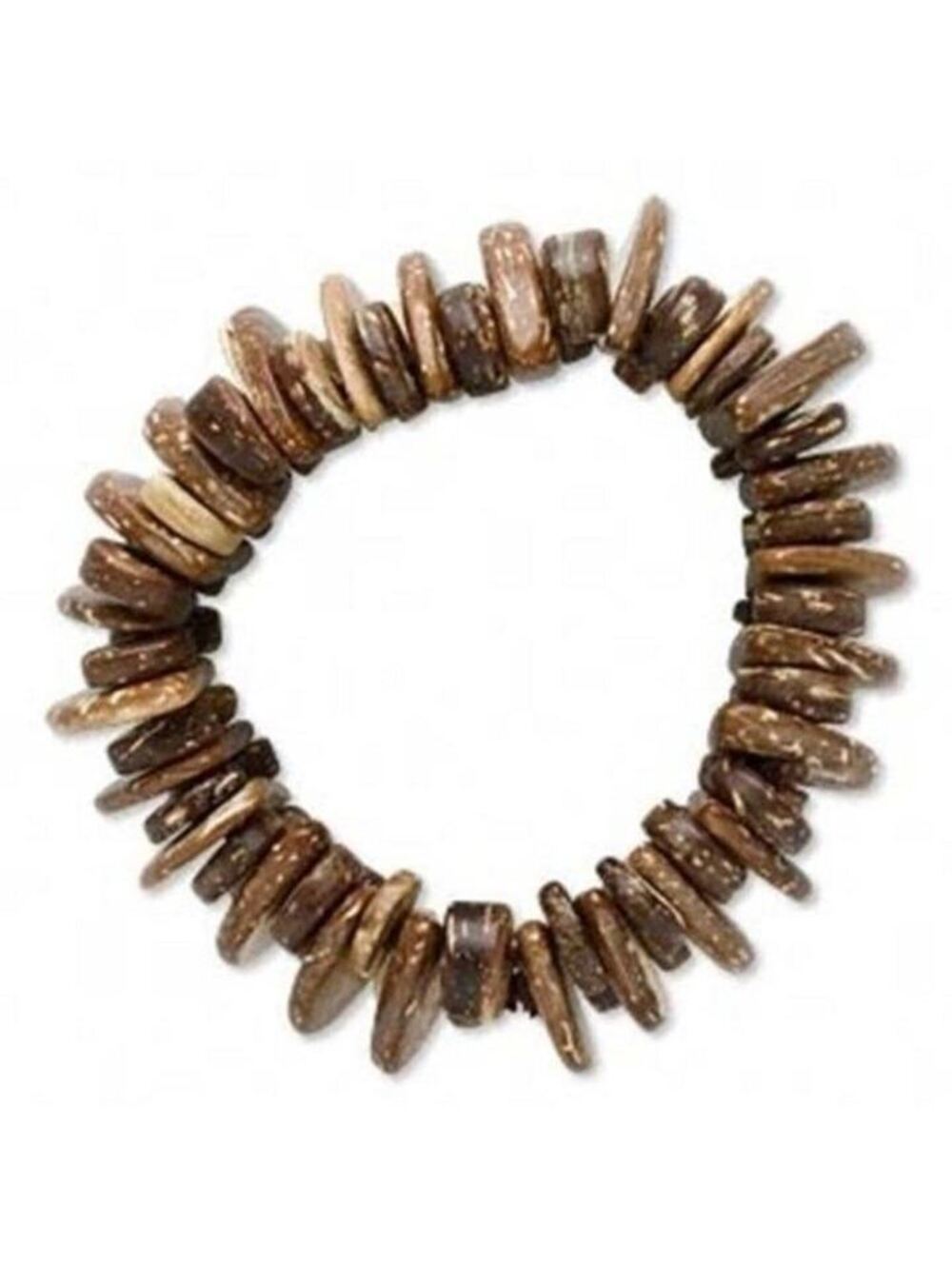 Handcrafted Chunky Coconut Shell Wood Philippines Artisan Stretch Bracelet